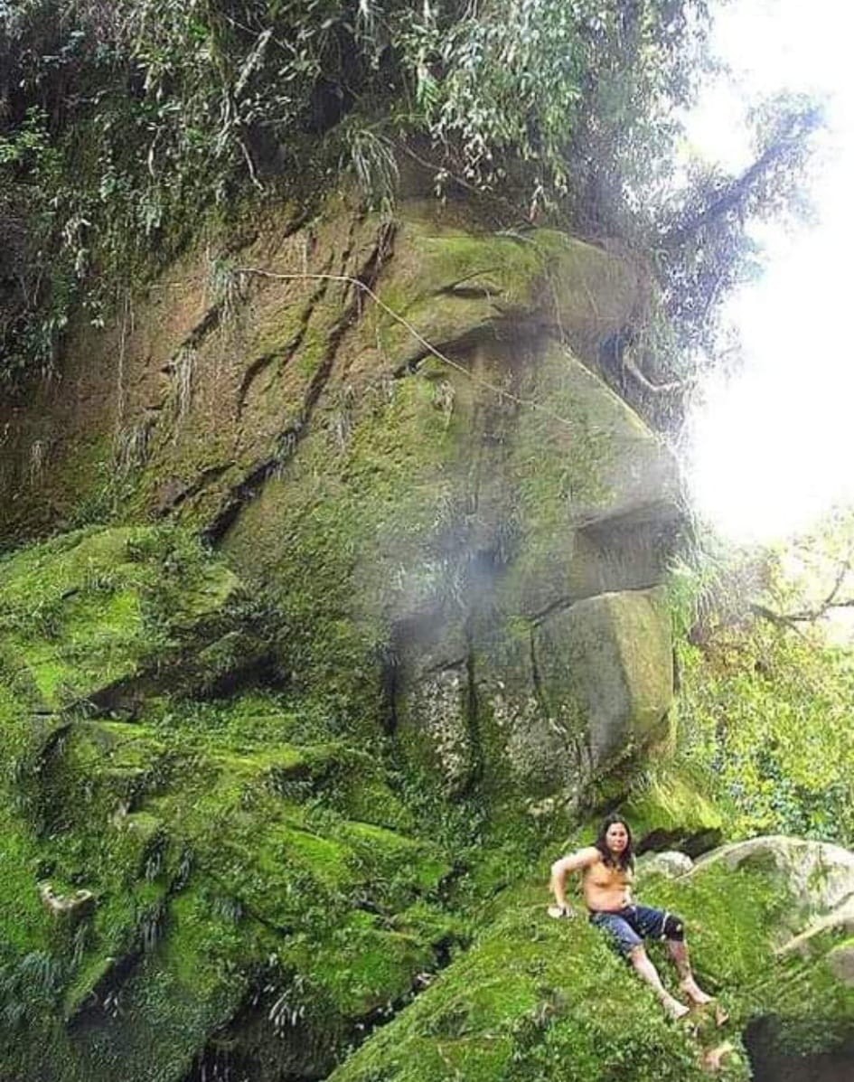 Hidden deep in the Peruvian Amazon is a huge face carved into a stone cliff.