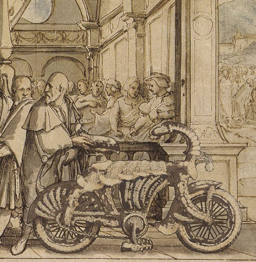 Rare Illustration showing Medieval Knight’s steel bike