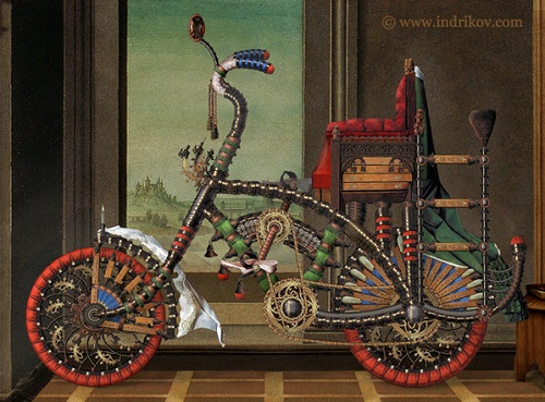 Painting of a Medieval Knight’s steel bike
