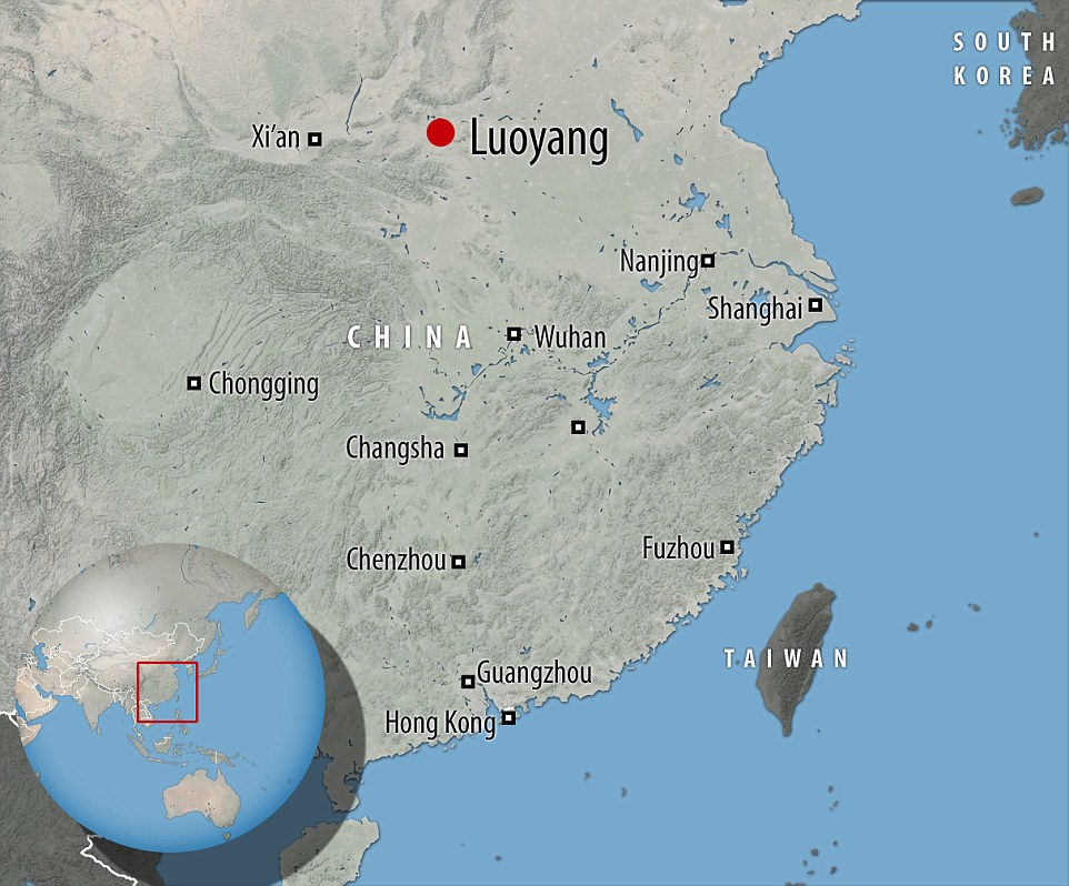 Map: There are around 200 rectangular grave sites, eight horse and carriage burial pits and 30 storage pits and 10 kilns in the Luoyang area