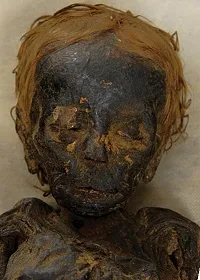 Discovery of an ancient Egyptian infant mummy, approximately 8 months old and dating from the Roman period, covered in gold dust - BAP NEWS