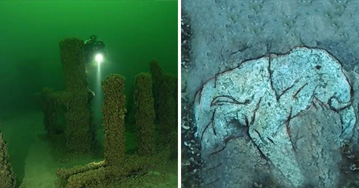 Mystery under Lake Michigan: 10,000-year-old megalith engraved with the image of a mammoth
