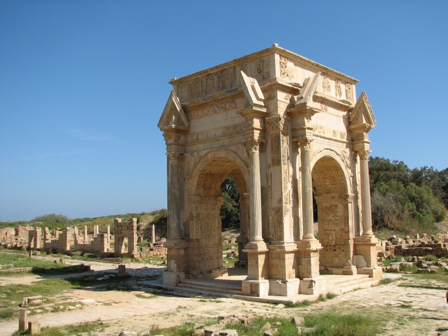 Leptis Magna (modern-day Khoms, Libya) is most famous for being the birthplace of Septimius Severus in A.D. 145.