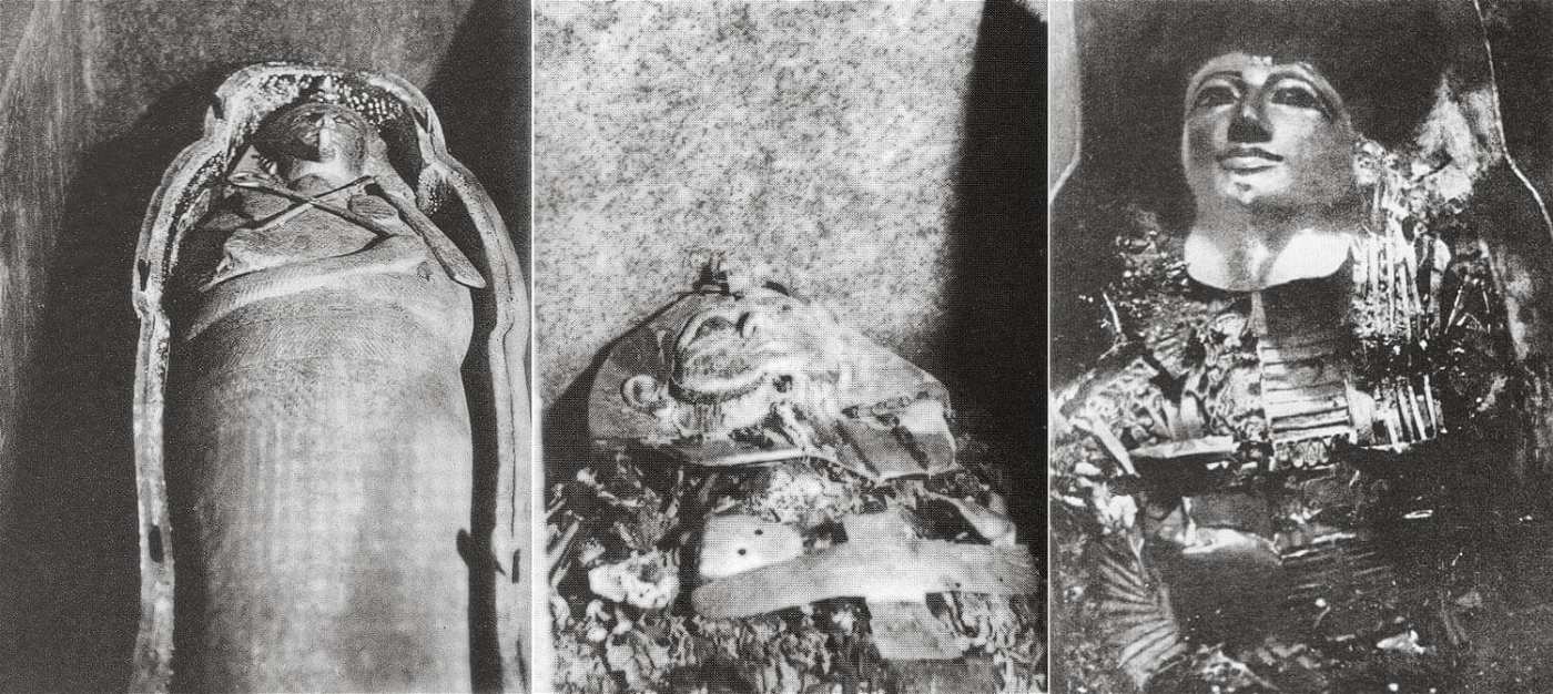 Three Egyptian sarcophagi